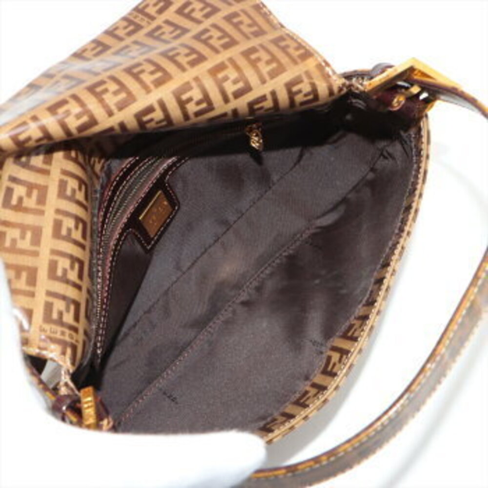 Fendi Zucchino Glitter Mamma Bucket FF hardware leather handbag tote brown - Picture 6 of 14